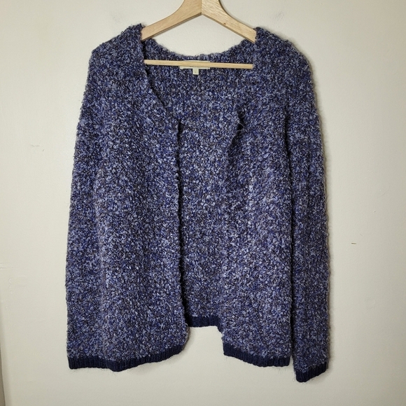 Silvia Novelli Italy Mohair Wool Blend Cardigan L  Textured Boucle Knit Stretch - Picture 2 of 7